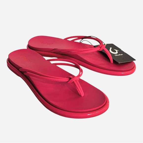 OluKai Shoes - OluKai Pink “Plumeria” ‘AKA Knotted Strap Flip Flop Sandals Thong, Sz 8 NWT